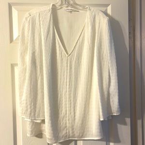 White 3/4 sleeve blouse with bell sleeve